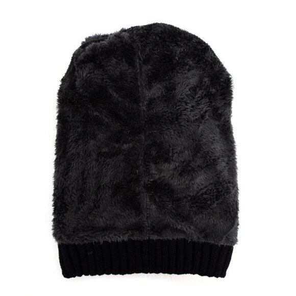 Hat -Reversible Slouchy Oversized Baggy Winter Beanie - Blk/GY - Unisex - NWT - Picture 2 of 7